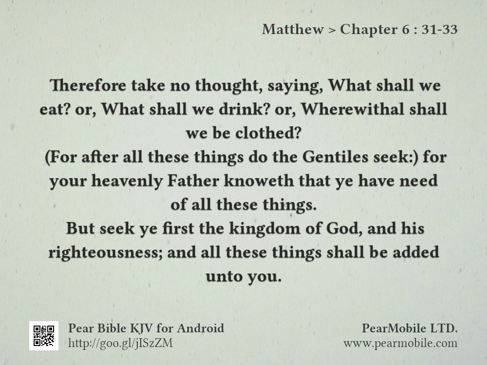 Matthew, Chapter 6:31-33